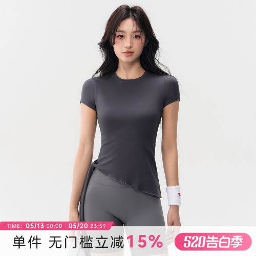 绑带瑜伽短袖女透气紧身健身上衣