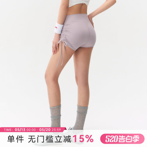 速干裸感抽绳运动短裤女健身裤