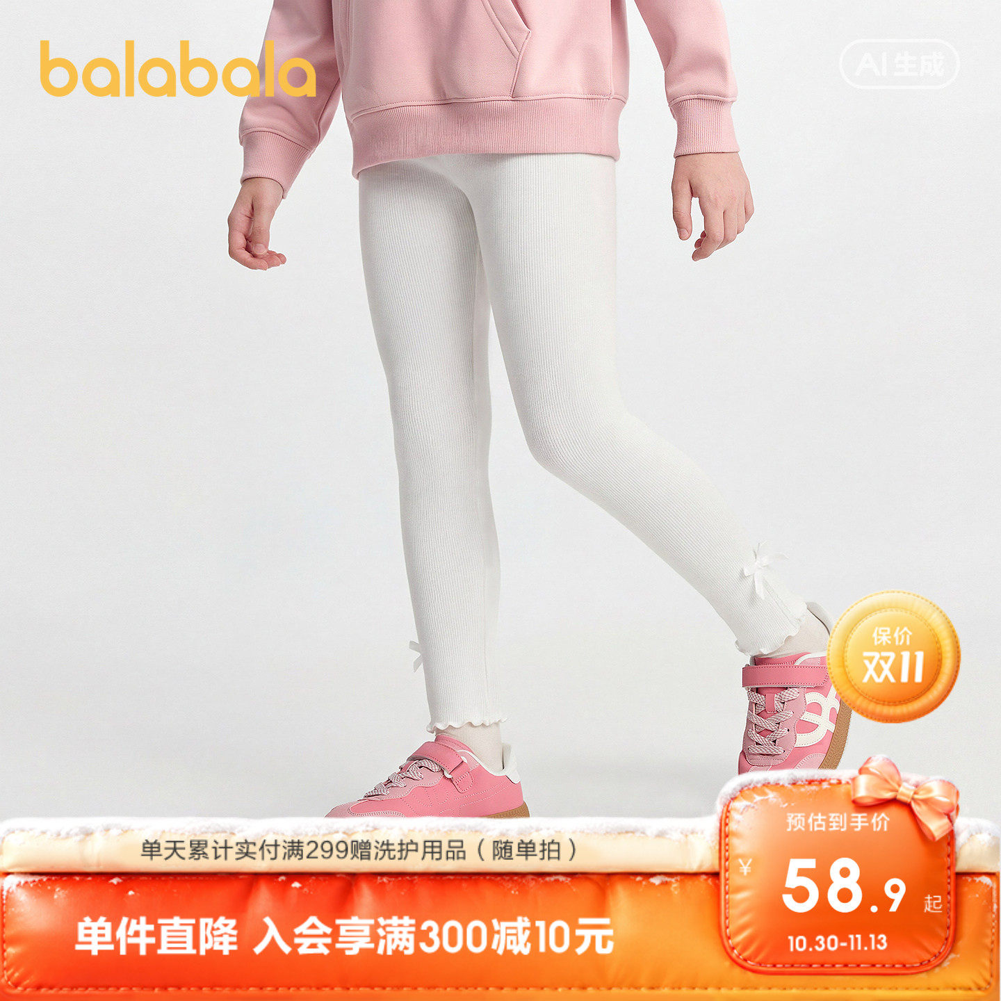 巴拉巴拉童装儿童宝宝打底裤女童裤子2026秋装款弹力小童长裤甜美