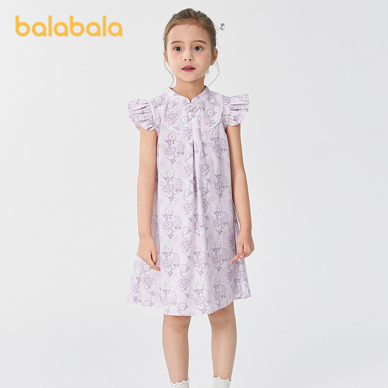 巴拉巴拉女童裙子儿童连衣裙新款夏装国风旗袍裙童装透气薄款