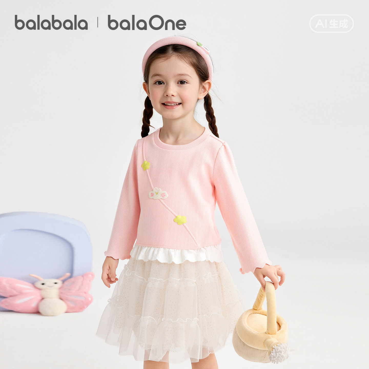 【balaOne】巴拉巴拉童装儿童长袖t恤女童2026年新款春秋装打底衫,童装/婴儿装/亲子装,T恤,淘宝优惠券,粉丝福利购,淘宝优惠卷