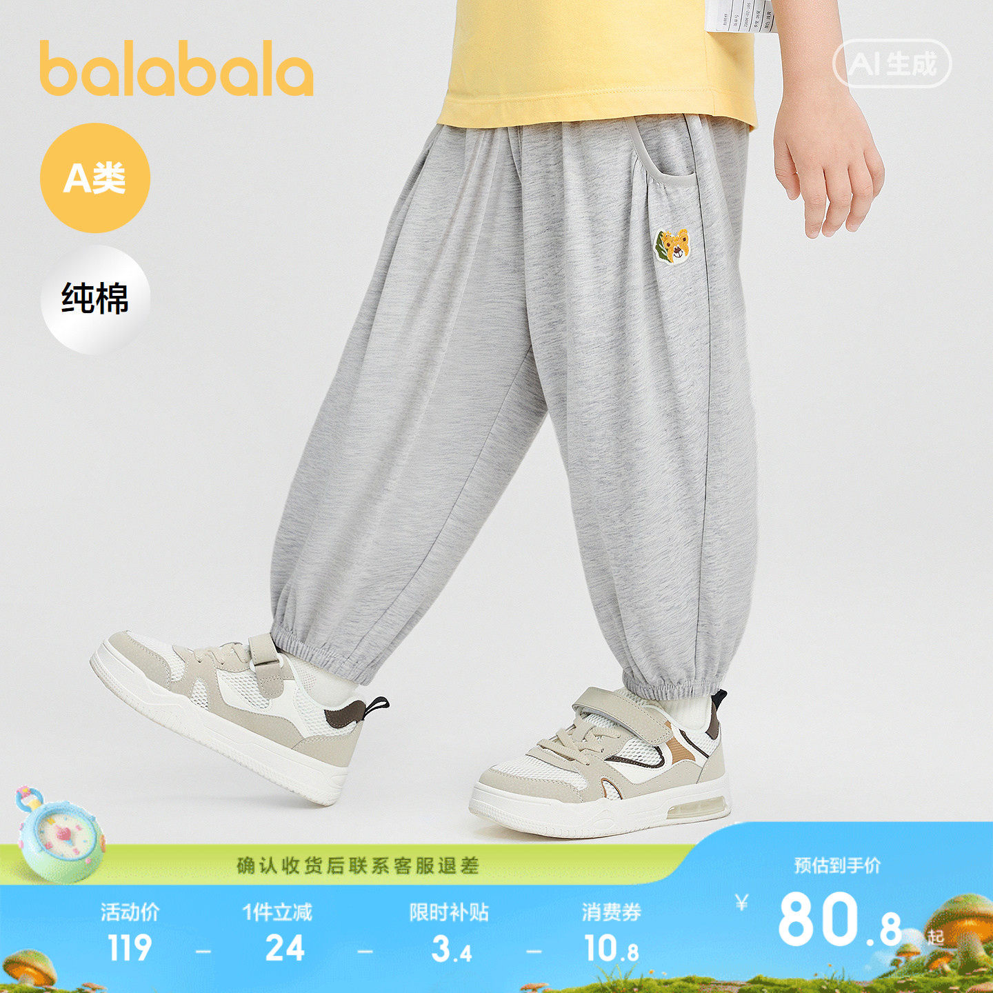 【商场同款】巴拉巴拉婴儿宝宝长裤男女童裤子儿童2026夏装防蚊裤