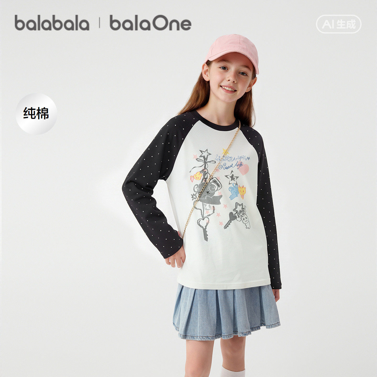 【balaOne】巴拉巴拉童装女童宝宝长袖t恤儿童新款秋装纯棉上衣潮