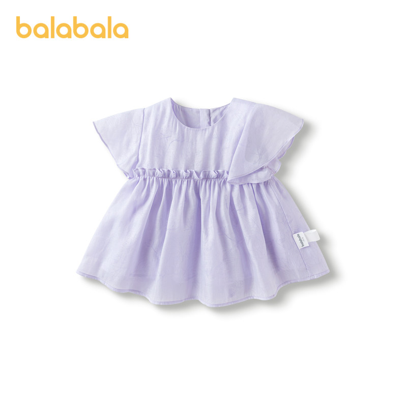 巴拉巴拉童装女童短袖衬衫甜美可爱木耳边上衣夏季儿童套头衫A型