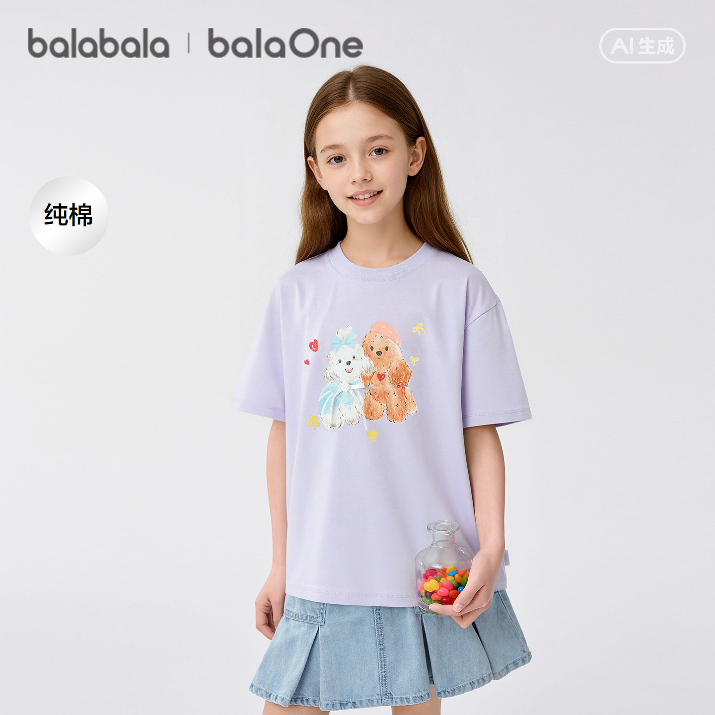 巴拉巴拉童装儿童短袖女童t恤2026新款夏装吸湿速干上衣打底衫潮