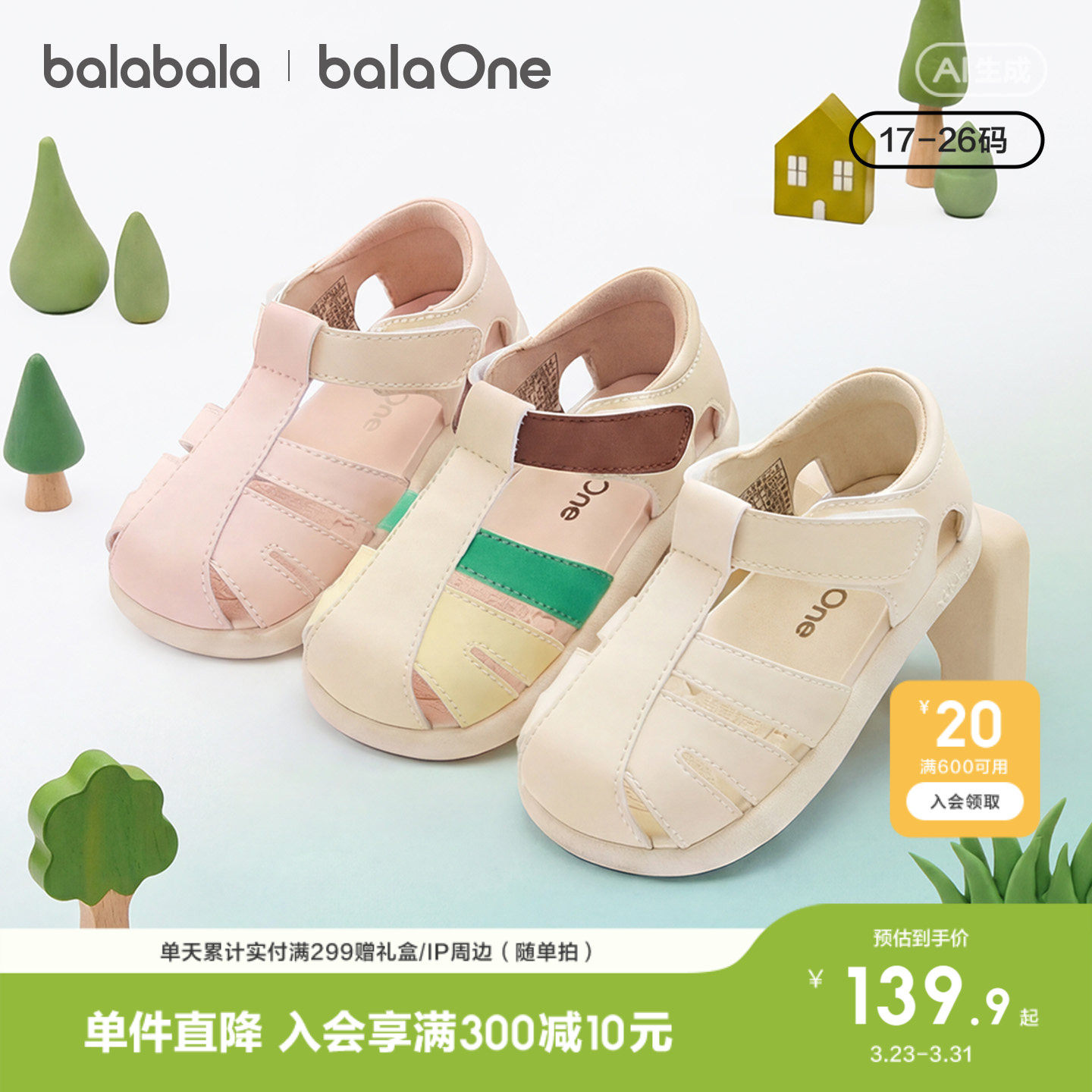 【balaOne】巴拉巴拉童鞋儿童学步鞋男女童凉鞋2026夏新轻