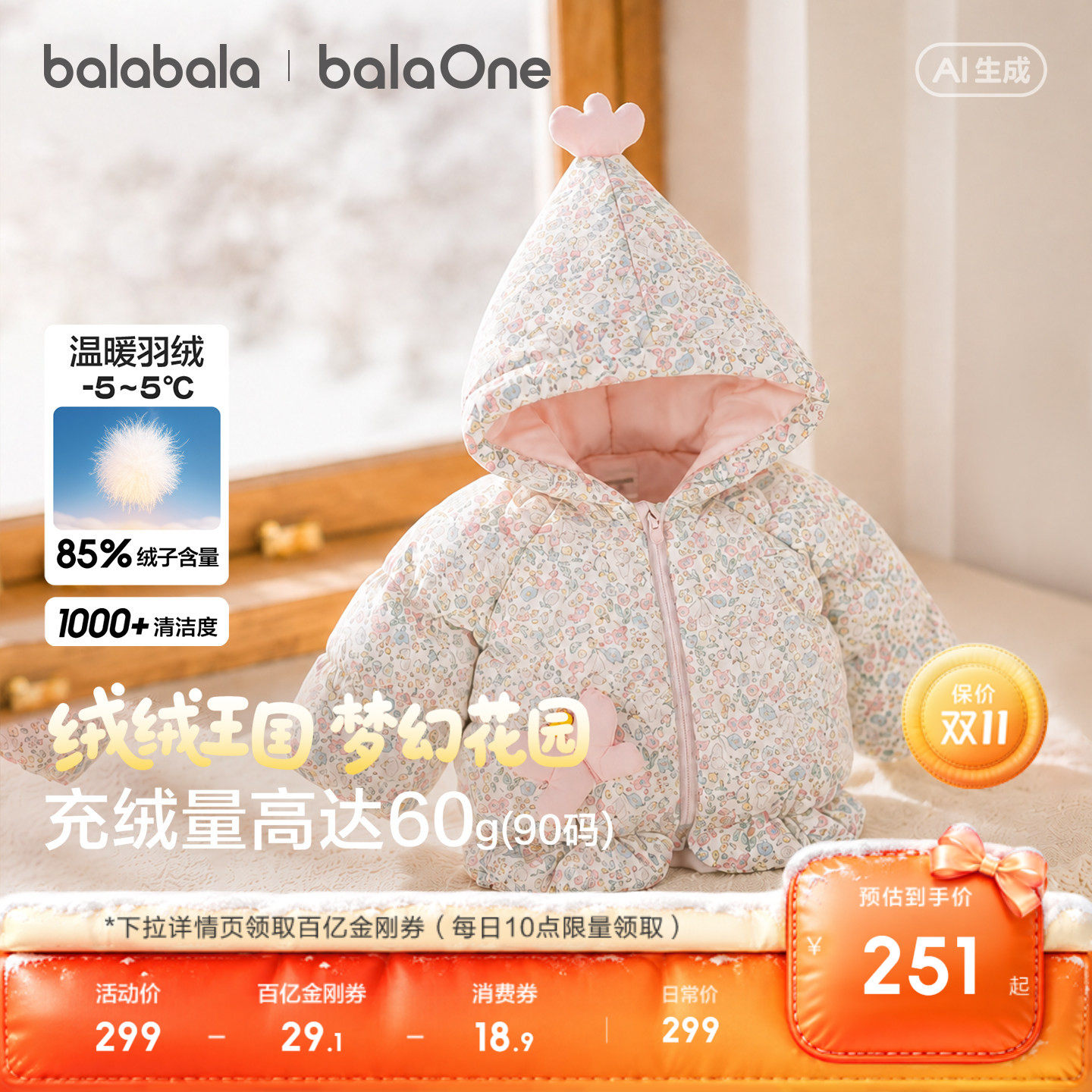 巴拉巴拉童装宝宝羽绒服女童2026新款冬装儿童厚外套婴儿衣服上衣