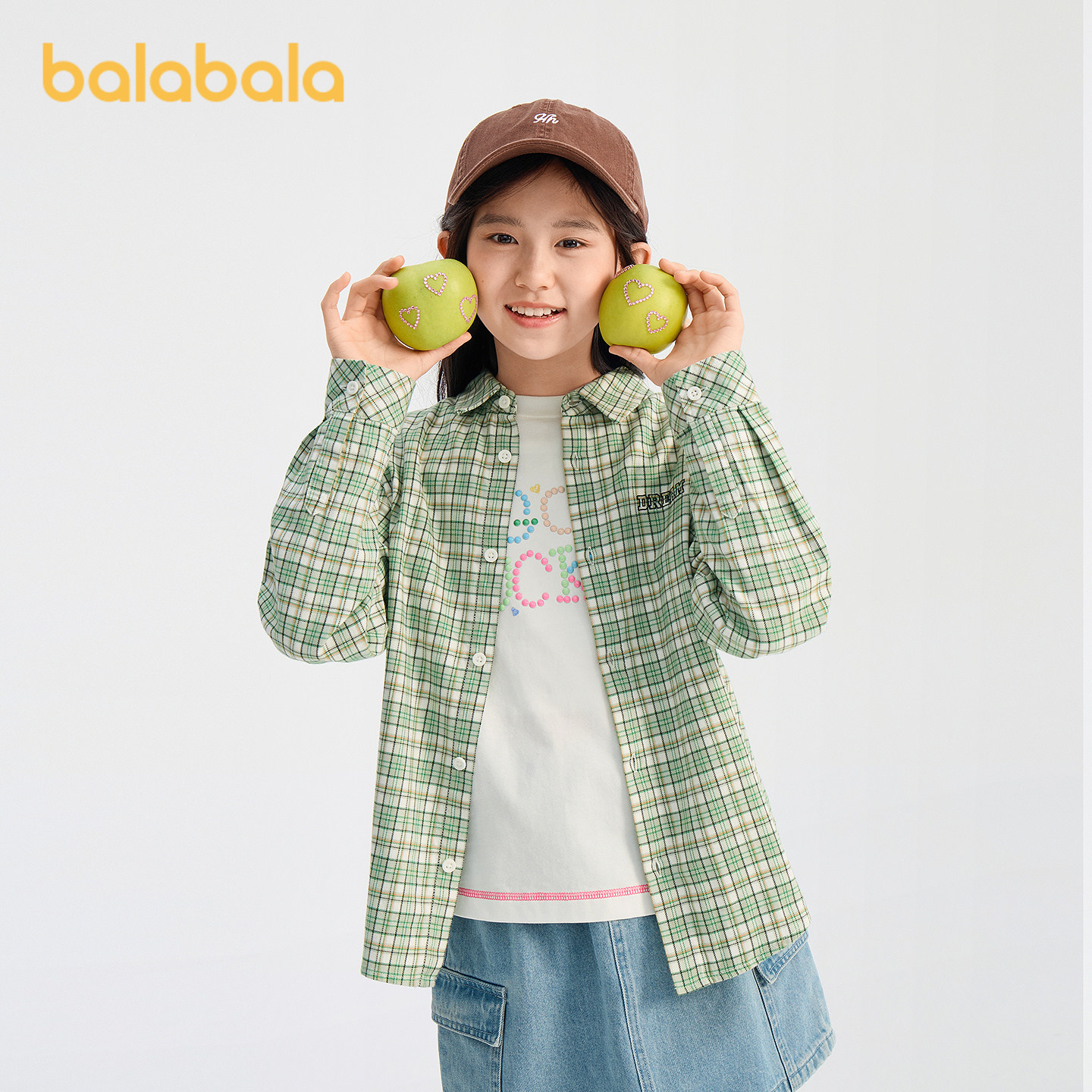 【商场同款】巴拉巴拉童装儿童长袖衬衫女童男童2026新款春装格纹
