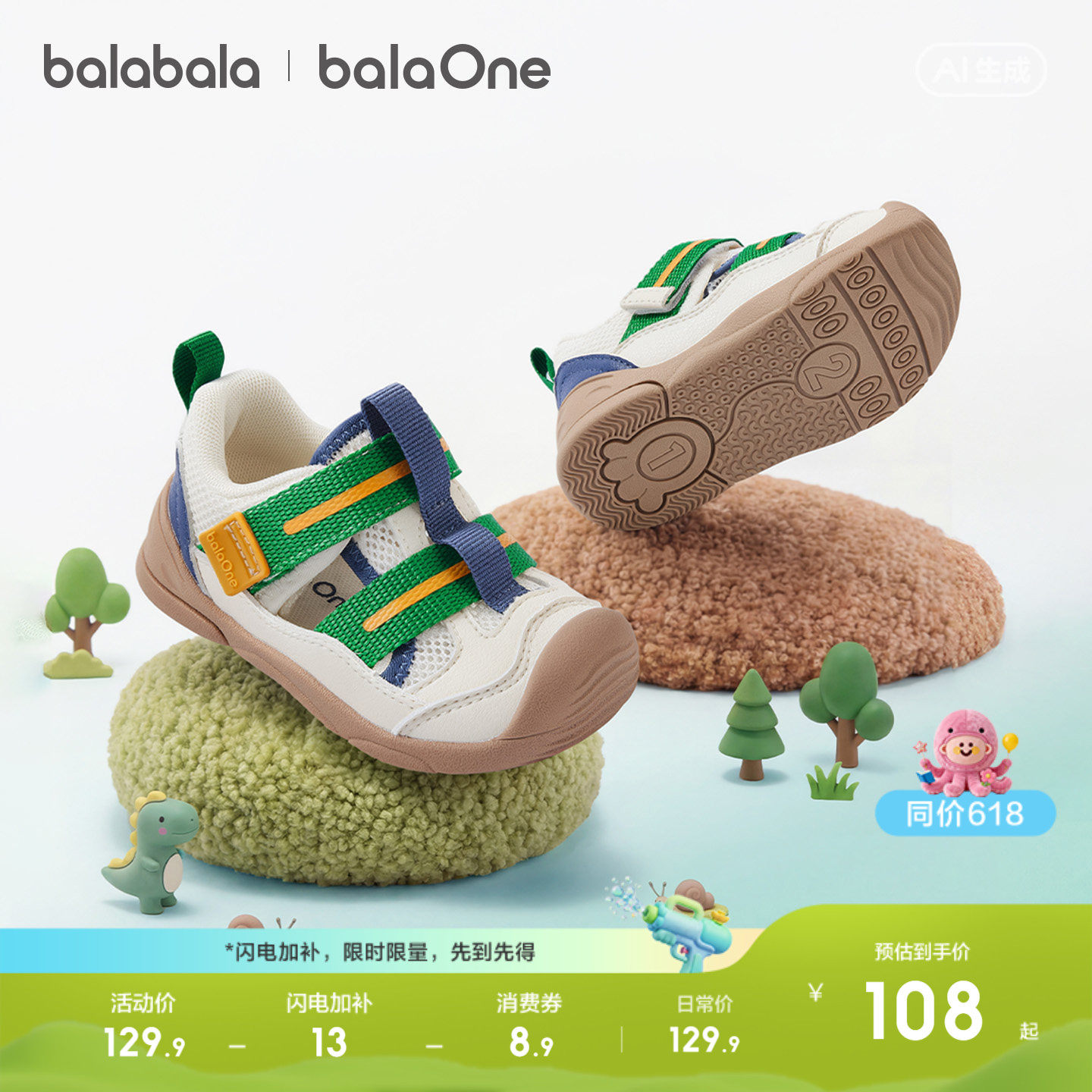 【balaOne】巴拉巴拉童鞋儿童学步鞋男童女童凉鞋2026夏新