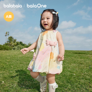 巴拉巴拉宝宝公主裙女童连衣裙2026新款 洋气透气可爱裙子 甜美时尚