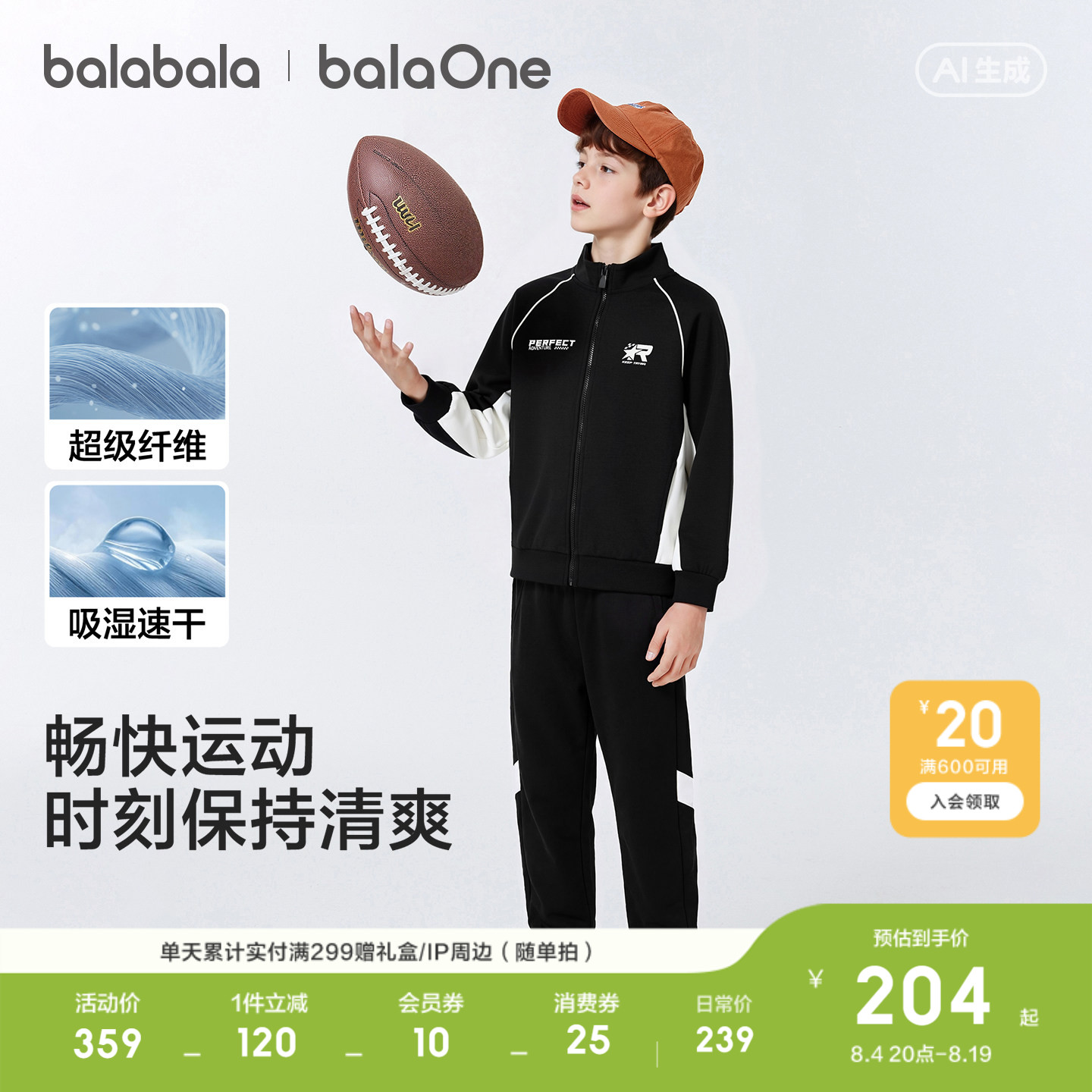 巴拉巴拉balaOne长袖套装撞色潮