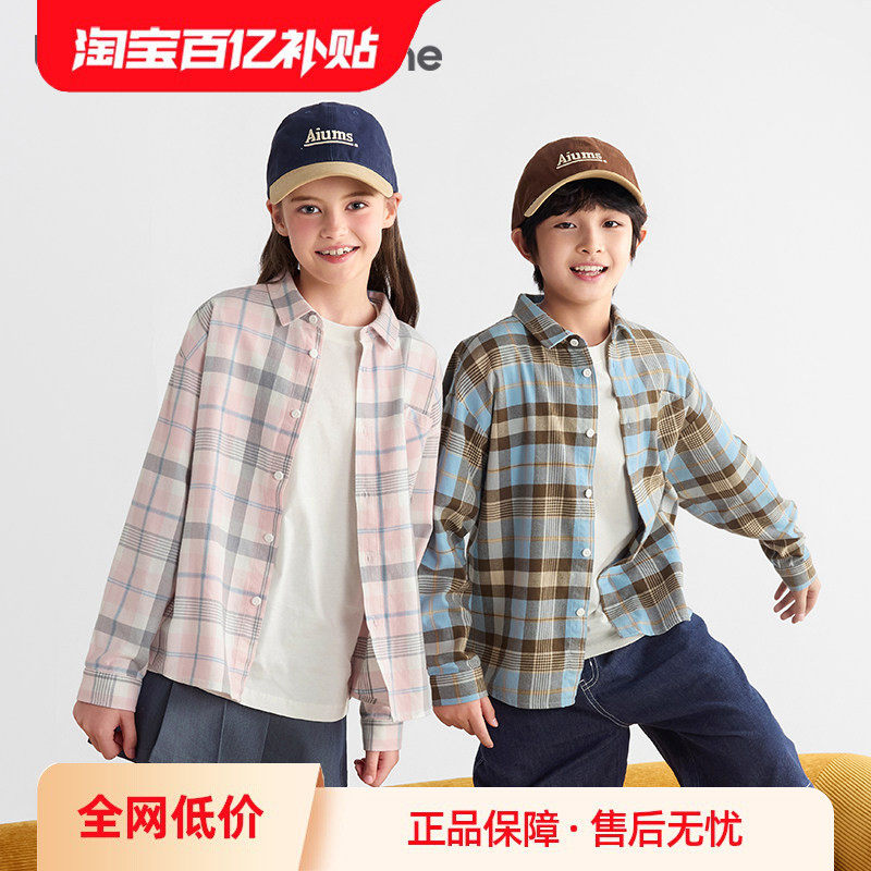 巴拉巴拉童装儿童衬衫长袖男童女童2026新款春秋舒适超柔绒格子潮