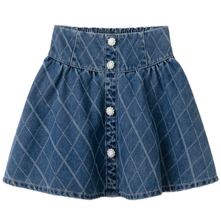 【premium】巴拉巴拉高端线24春探秘自然系列中高束腰牛仔伞裙女