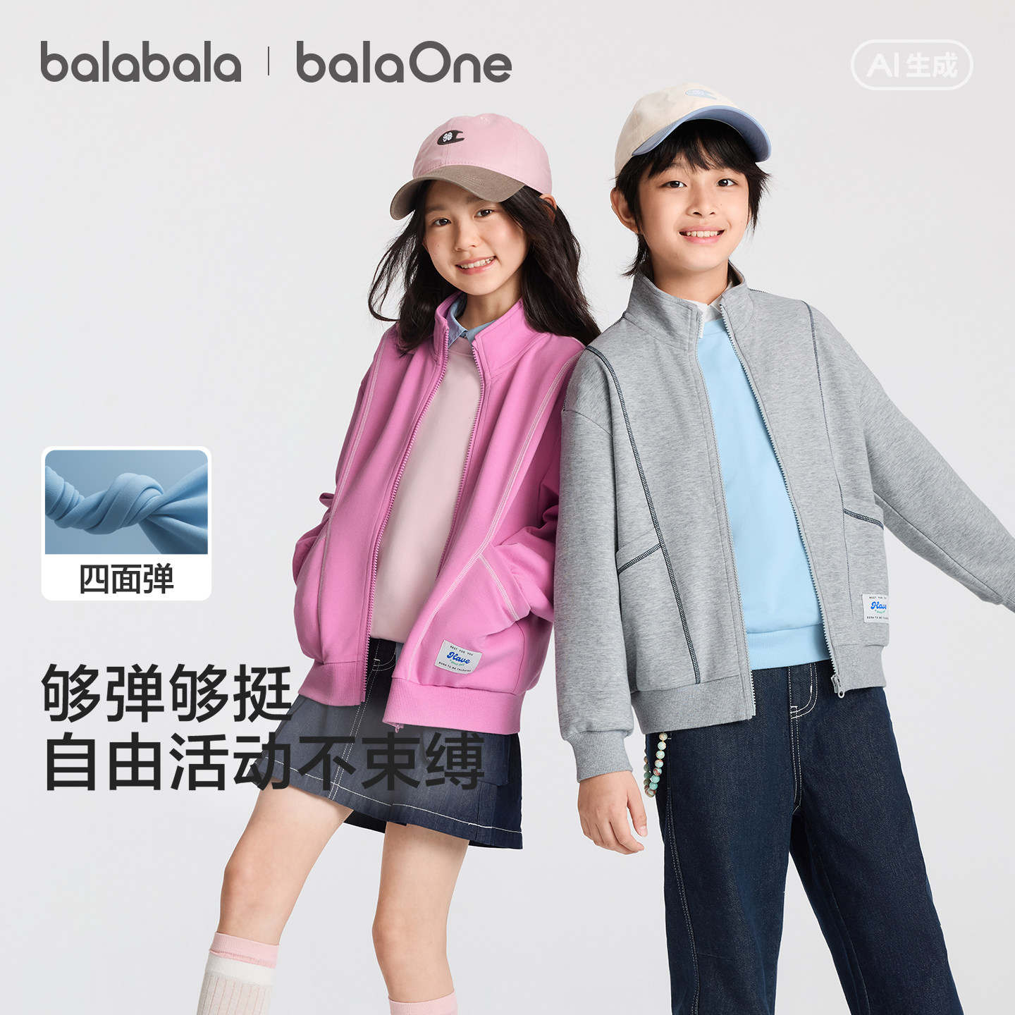 巴拉巴拉童装儿童外套男童衣服女童宝宝2026新款秋装四面弹上衣潮