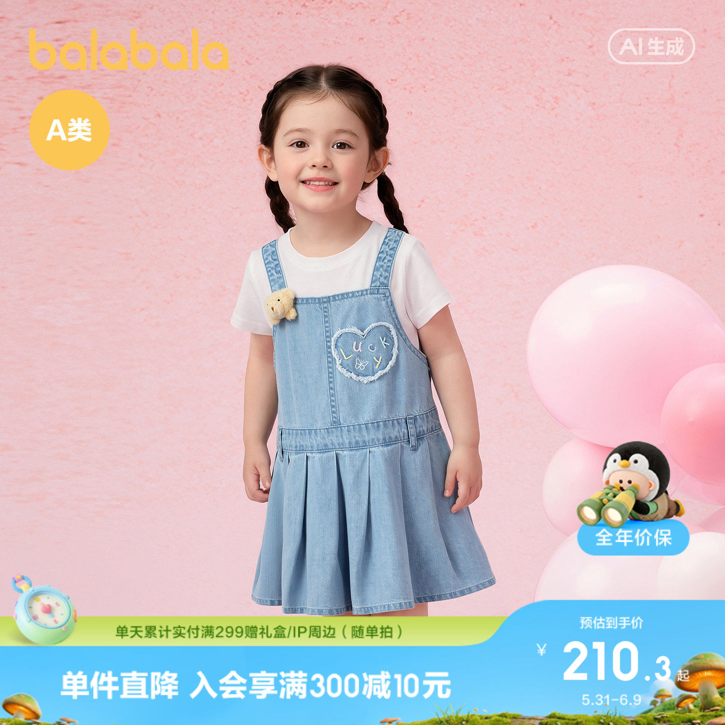 【商场同款】巴拉巴拉童装儿童连衣裙女童2026宝宝夏装婴儿牛仔裙