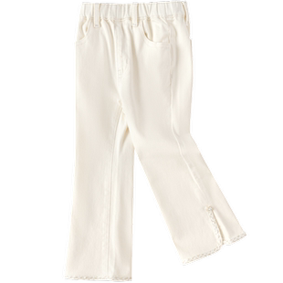 巴拉巴拉童装儿童牛仔裤女童春秋装新款开叉微喇裤子长裤复古洋气