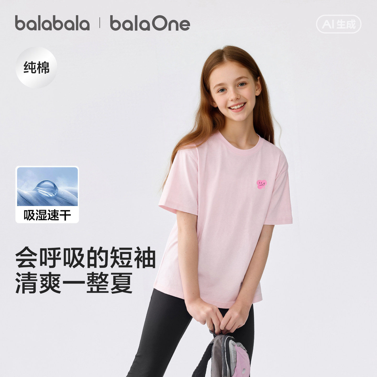 巴拉巴拉童装儿童短袖t恤男童女童宝宝婴儿上衣2026夏装亲子速干