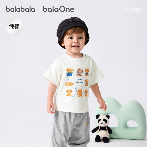 巴拉巴拉balaOne短袖t恤复古美式