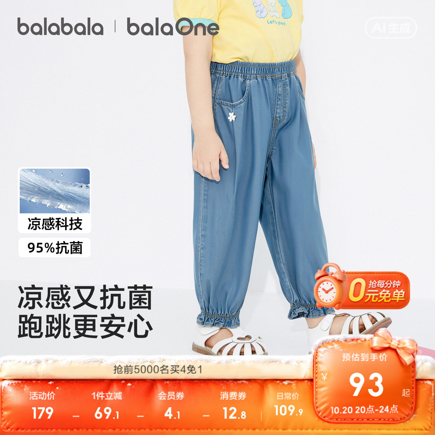【balaOne】巴拉巴拉儿童长裤婴儿宝宝男童女童裤子夏装薄防蚊裤