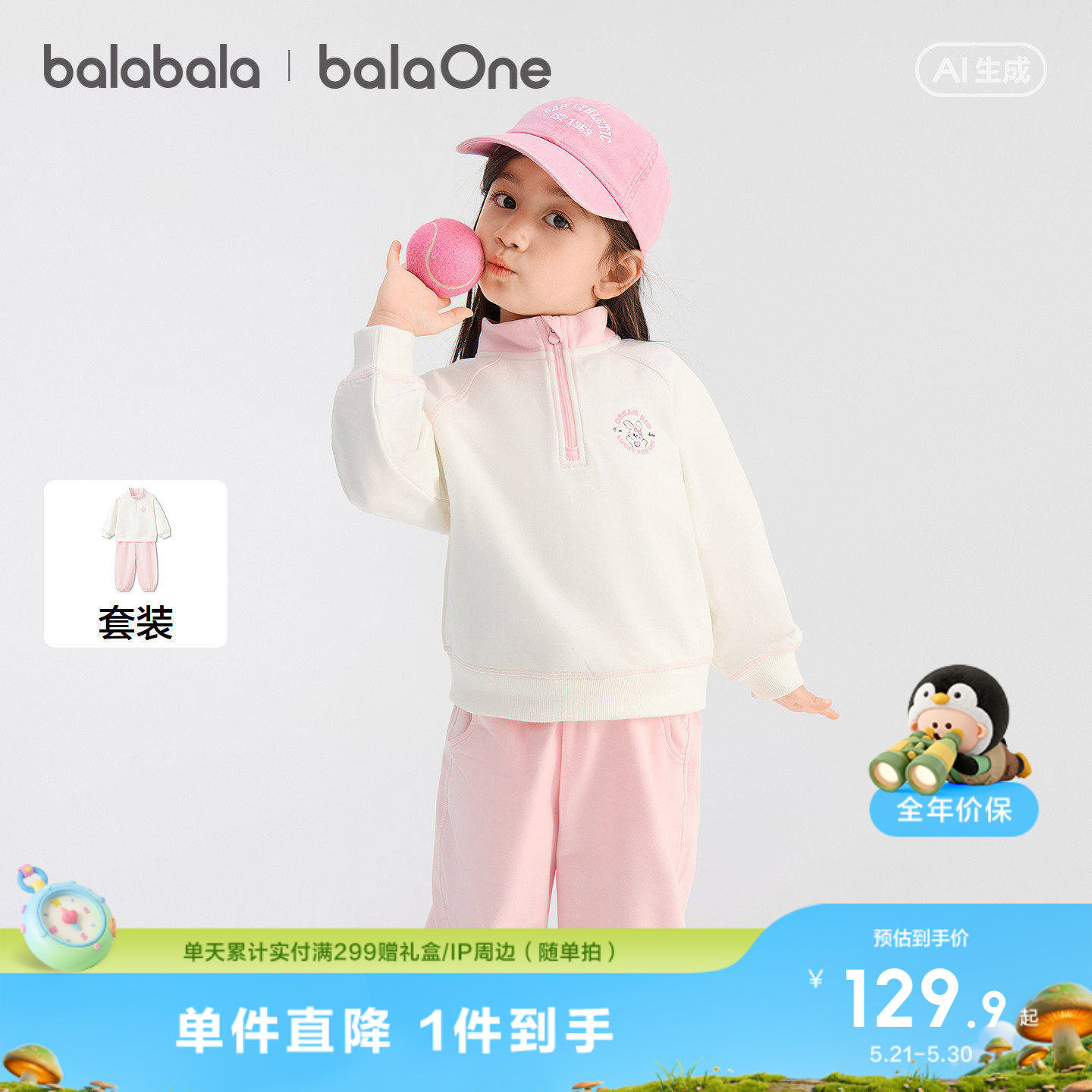 巴拉巴拉童装儿童套装女童婴儿宝宝男童两件套新款上衣2026春装潮