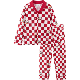 巴拉巴拉儿童睡衣套装龙年新款男女童家居服棉抗菌新年红色春红色