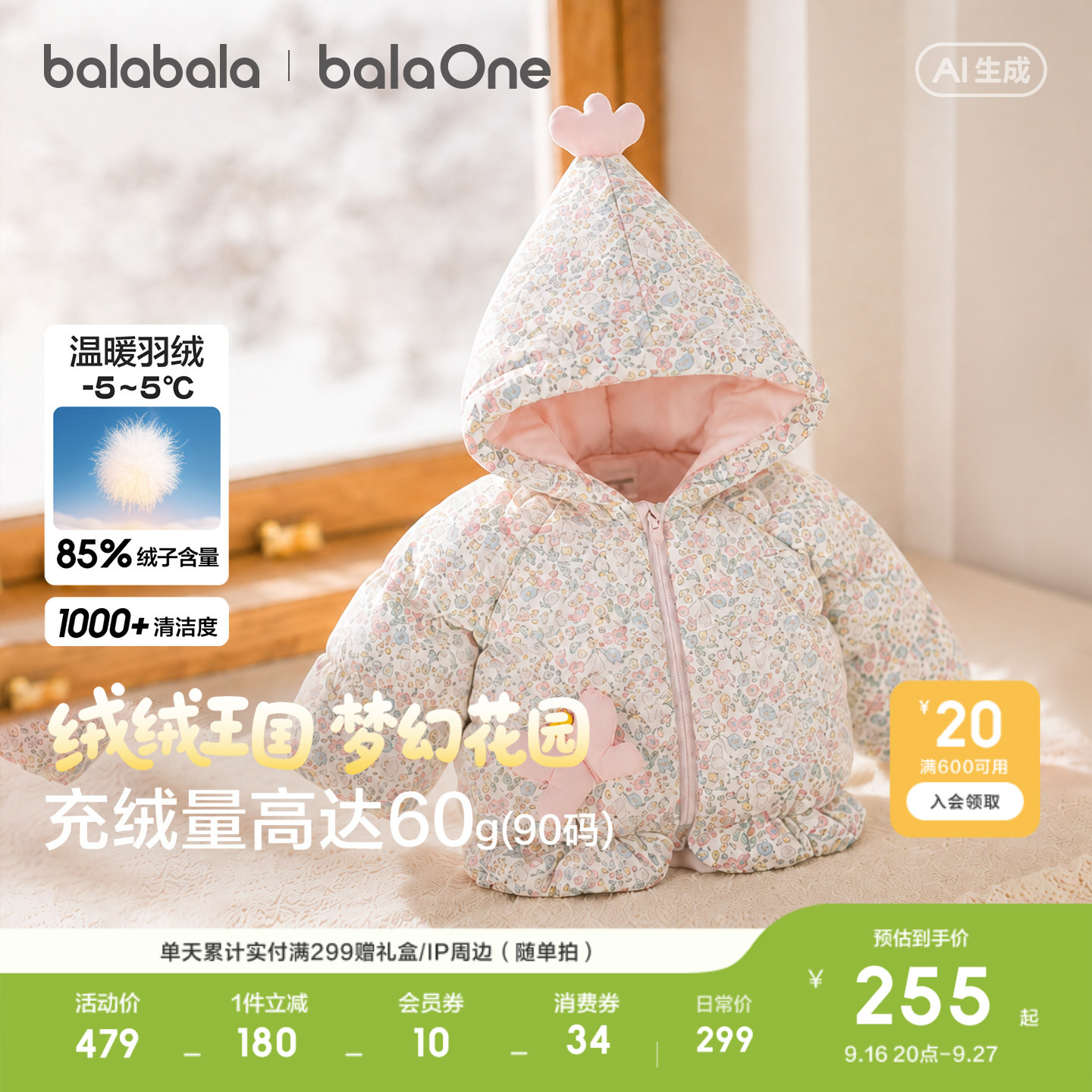巴拉巴拉儿童羽绒服舒适加厚保暖图片