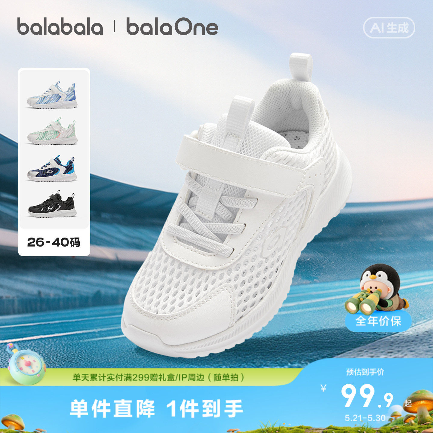 巴拉巴拉运动鞋男女潮流轻便跑鞋
