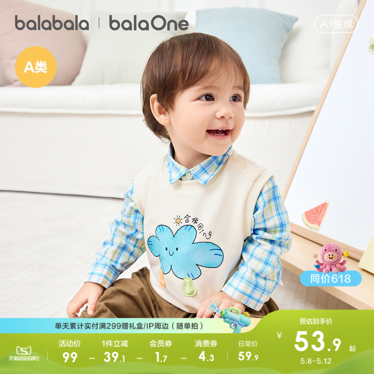 【balaOne】巴拉巴拉童装宝宝马甲2026新款春装男女童背心