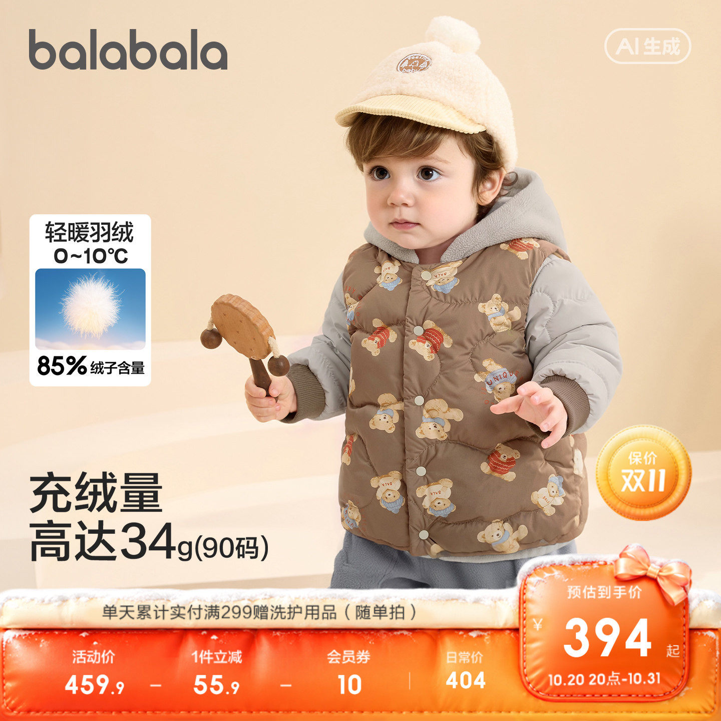 巴拉巴拉宝宝冬季羽绒服两件套