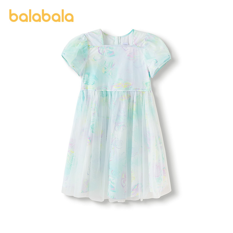 巴拉巴拉连衣裙女童泡泡袖网纱裙