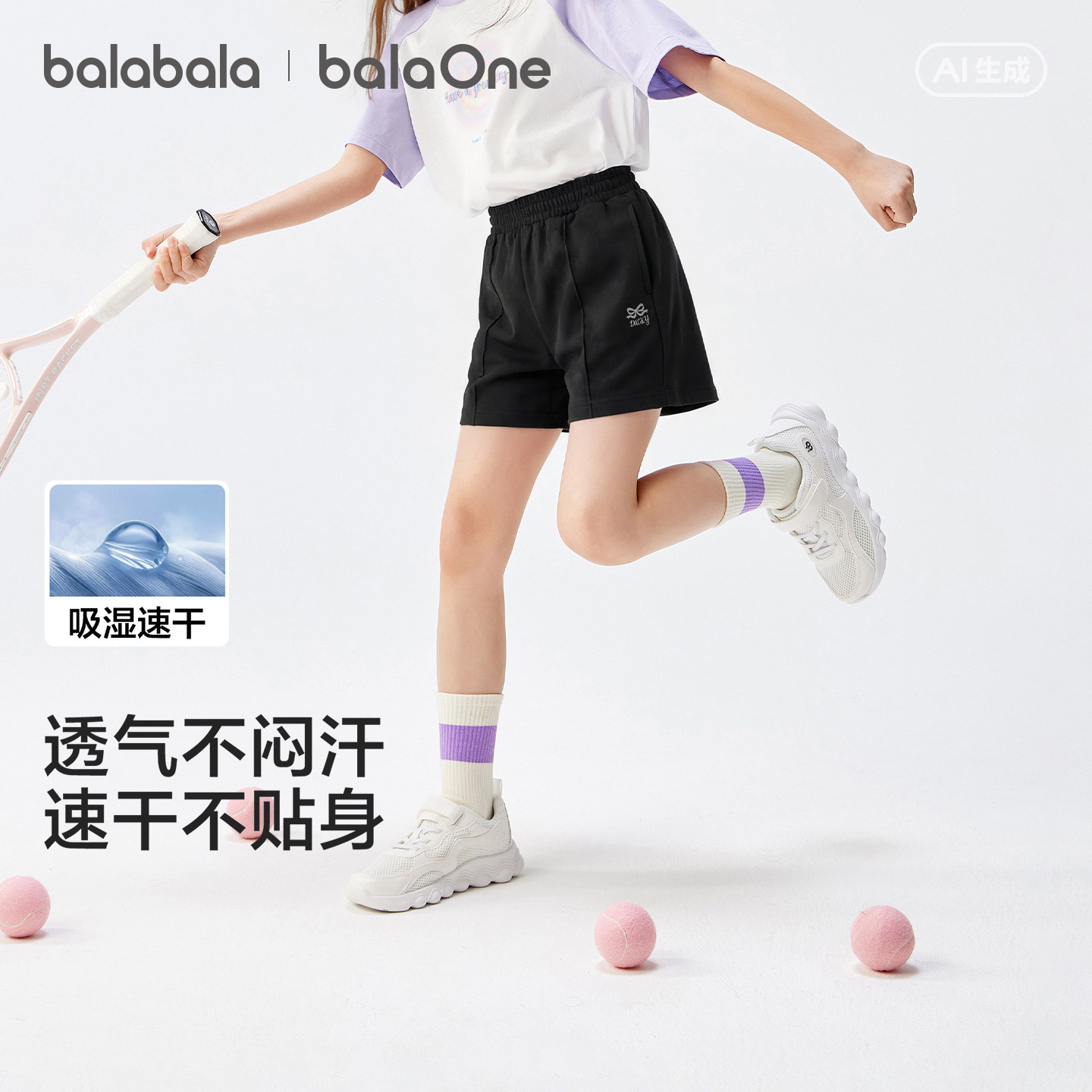 巴拉巴拉balaOne短裤吸湿速干裤图片