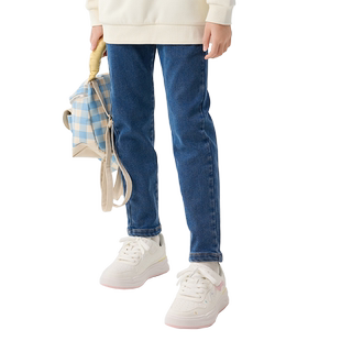 巴拉巴拉童装女童牛仔裤冬装加绒加厚儿童休闲保暖长裤子洋气复古