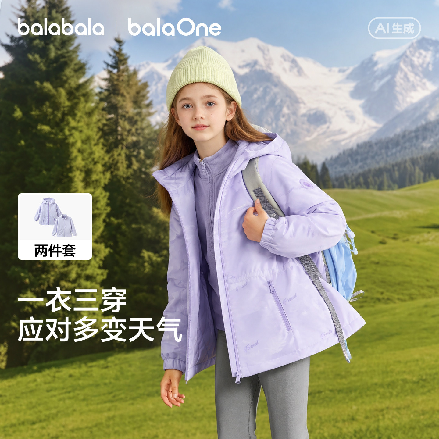 巴拉巴拉女童棉服儿童宝宝外套冬