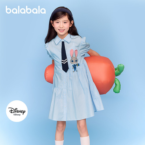 巴拉巴拉裙子女童条纹衬衫连衣裙