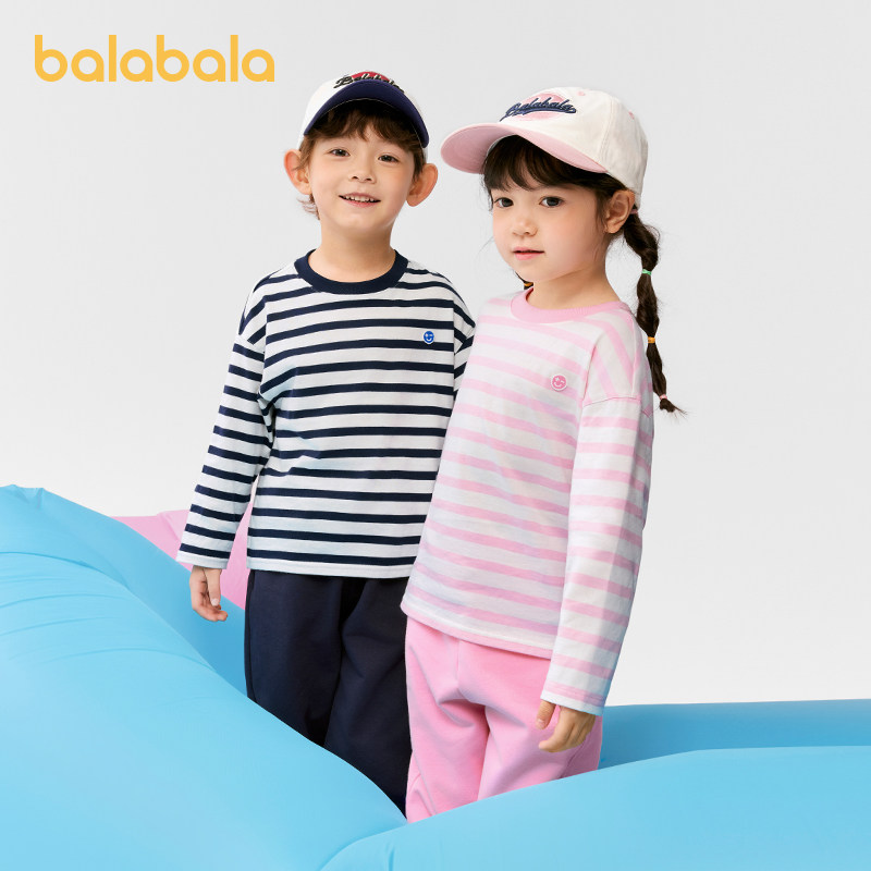 巴拉巴拉童装长袖t恤男童女童春装儿童百搭打底衫条纹t宽松日常