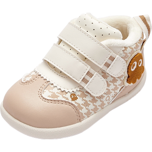 巴拉巴拉宝宝学步鞋婴儿鞋加绒防滑男童鞋秋冬鞋子可爱复古休闲鞋