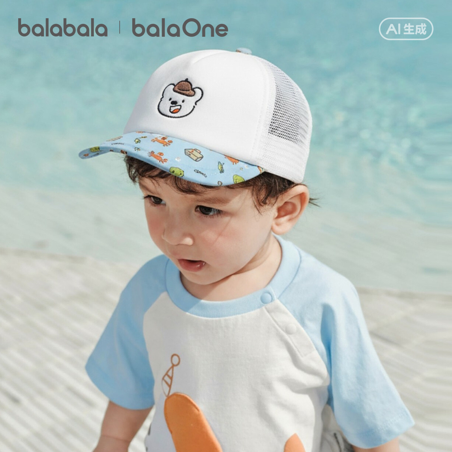 巴拉巴拉儿童帽子男女宝宝鸭舌帽2026新款夏季婴儿户外遮阳防晒帽