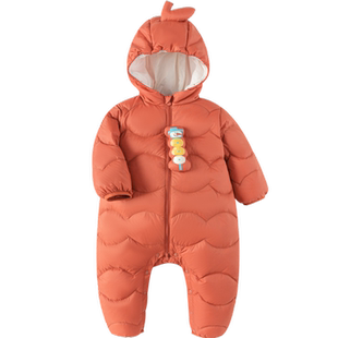 巴拉巴拉儿童轻薄羽绒服男女童婴儿连体衣2026宝宝冬装拜年服红色