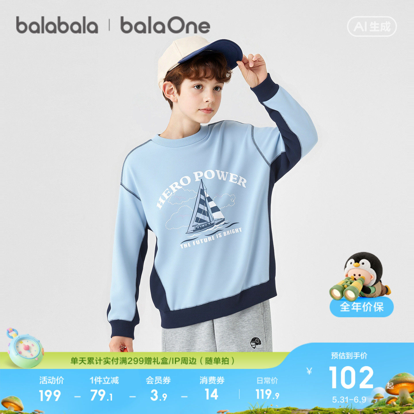 【balaOne】巴拉巴拉童装儿童卫衣长袖男童2026新款春装百搭上衣