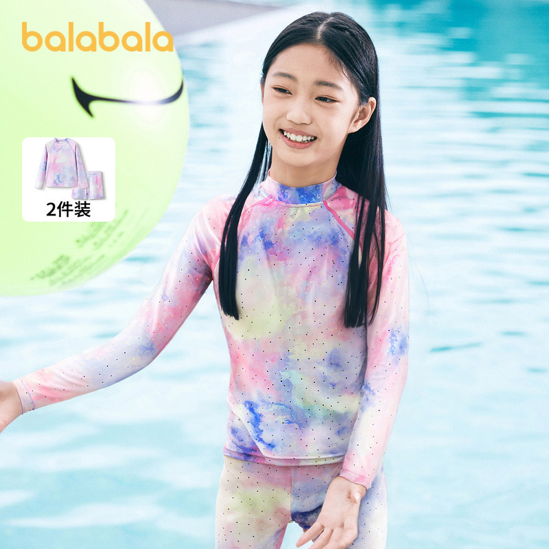 巴拉巴拉儿童泳衣套装女童游泳衣中大童分体泳装青少年防晒女孩款图片