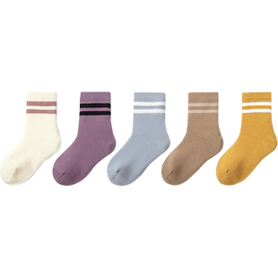 巴拉巴拉儿童袜子春秋男童女童棉袜儿童宝宝中大童学生打底五双装