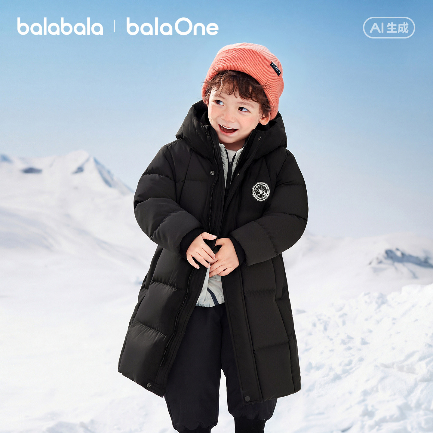巴拉巴拉balaone儿童羽绒服男女童外套长款加厚保暖衣服反季童装