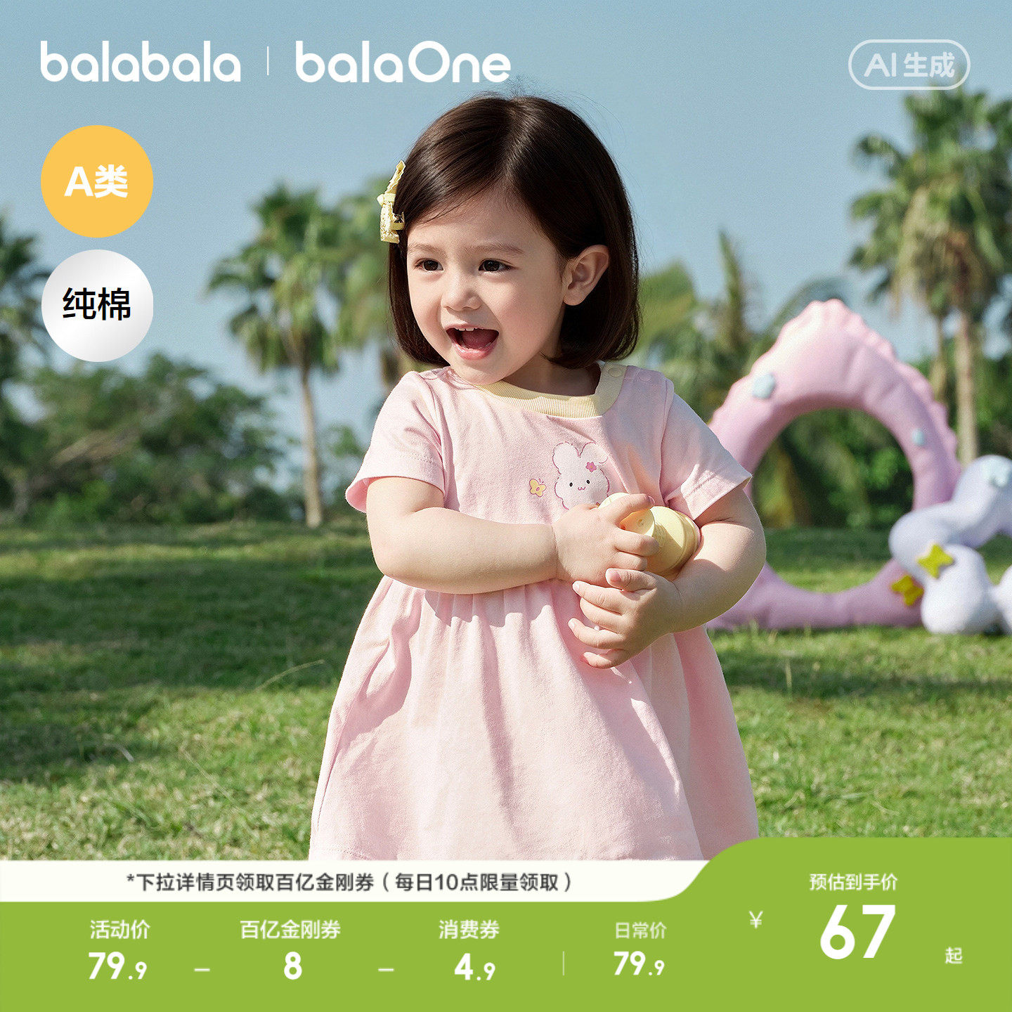 巴拉巴拉童装宝宝连衣裙儿童公主裙女童裙子2026夏装新款透气可爱