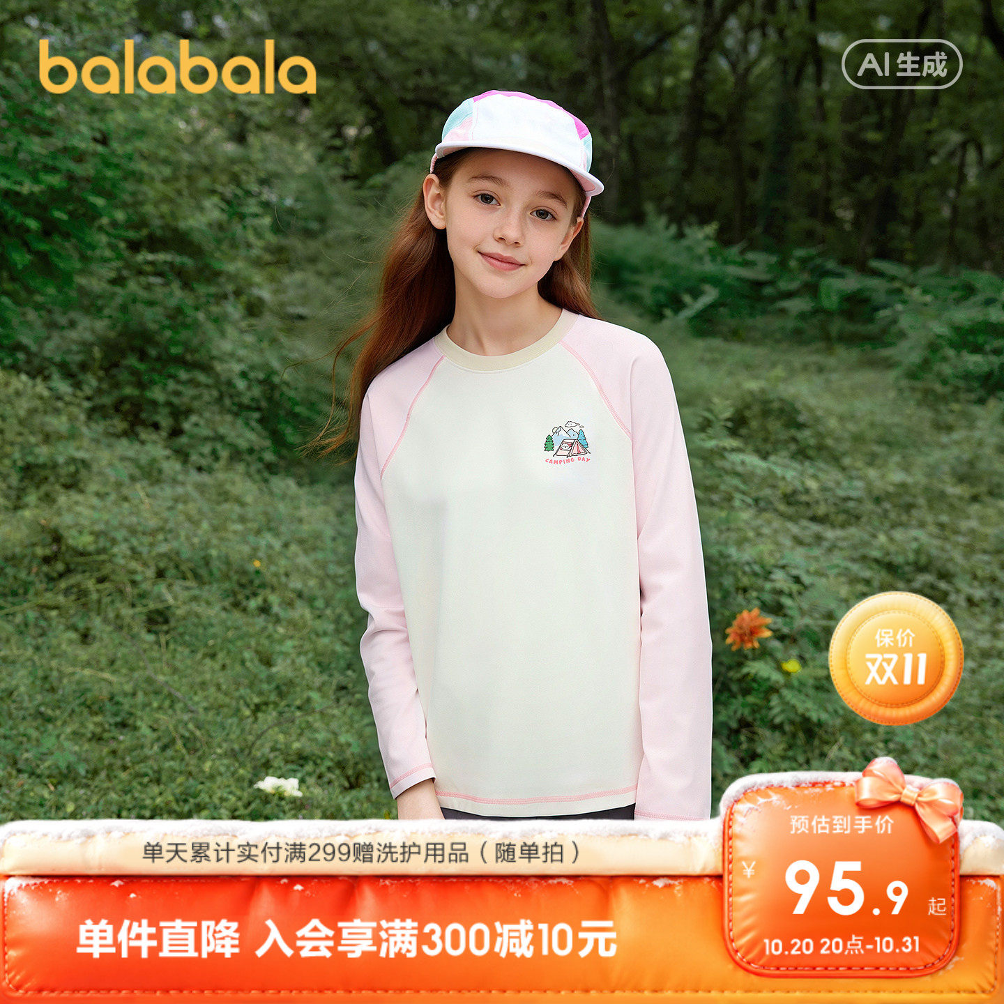 【商场同款】巴拉巴拉女童装长袖t恤儿童打底衫2026春秋宝宝上衣