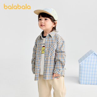 巴拉巴拉童装宝宝衬衫外套格纹上衣男童秋冬装衣服新款时尚潮酷萌
