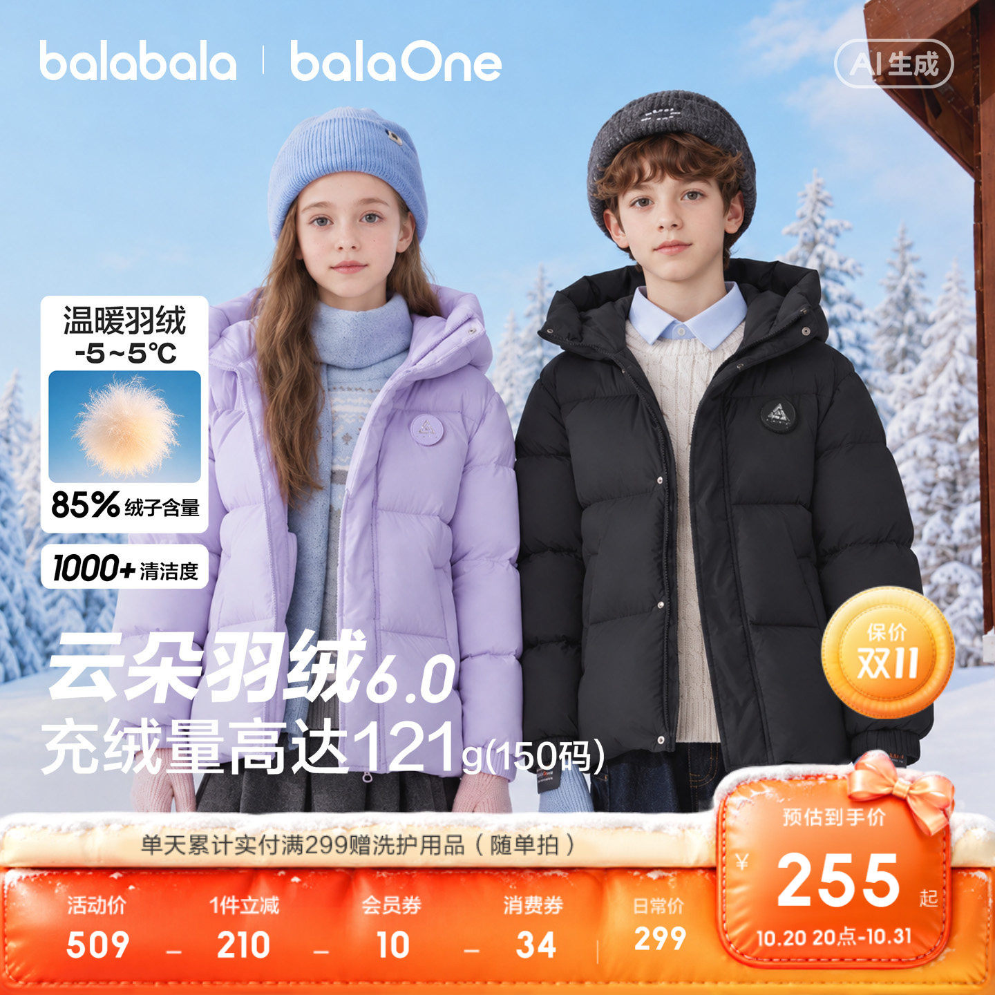巴拉巴拉balaOne男童女童羽绒服