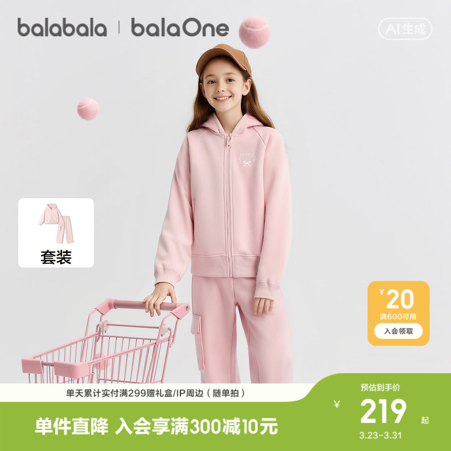 【balaOne】巴拉巴拉童装儿童套装女童2026新款春装休闲两