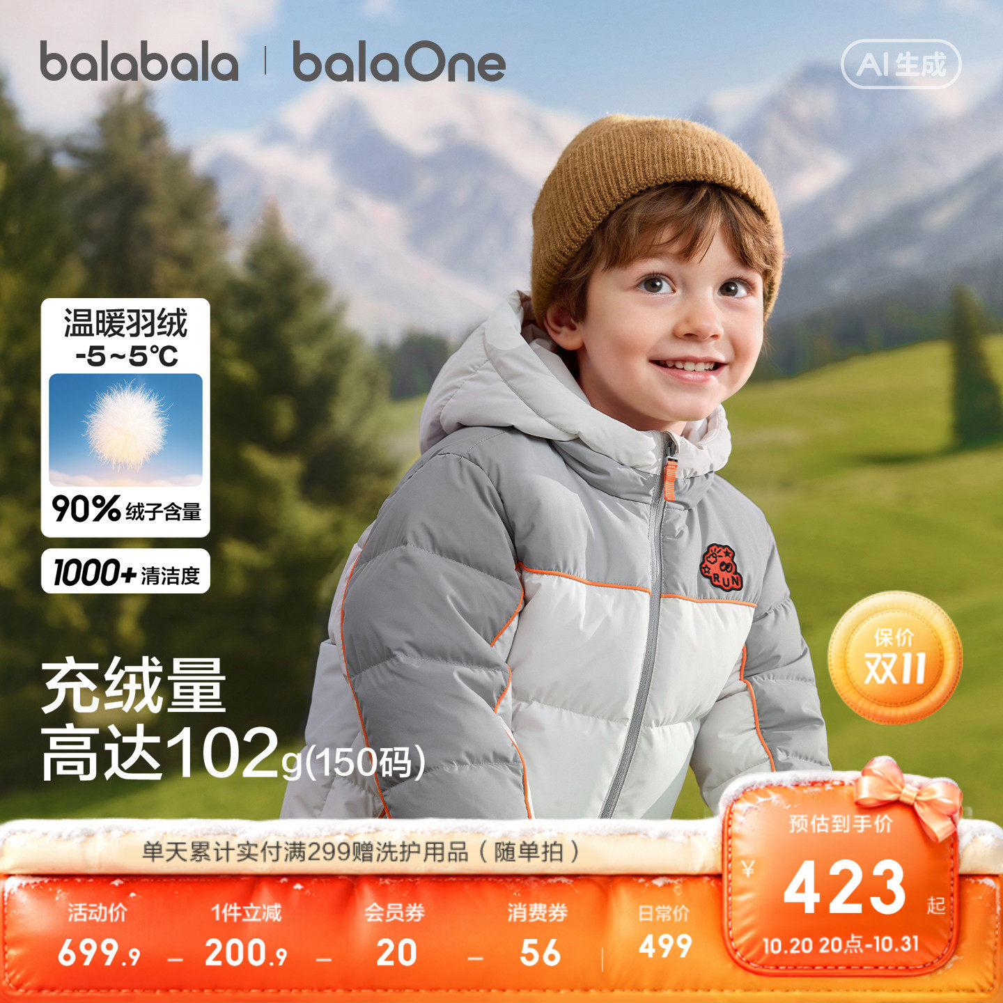 巴拉巴拉balaOne羽绒服男女童装