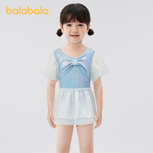 巴拉巴拉儿童连体泳衣女童泳装 泡温泉 婴幼儿甜美蓬蓬裙可爱公主袖