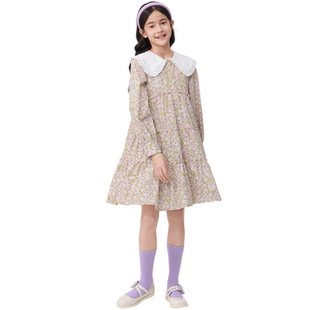 巴拉巴拉儿童公主裙春秋装学院童装女童纯棉连衣裙大童潮时尚文艺